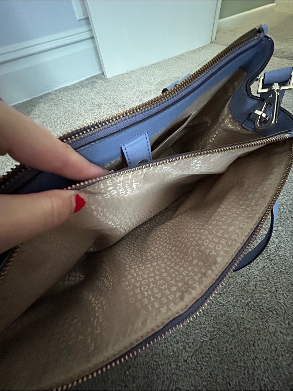 kate spade Periwinkle Leather Satchel Tote - Lavender Blue - Picture 16 of 16